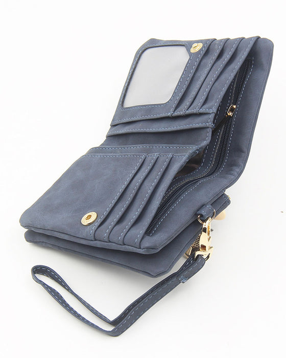 Portefeuille Bifold À Fermeture Éclair Pour Femme Uni Court Porte-Cartes