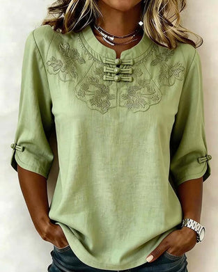 Blouse Bouton Grenouille Col Mandarine Style Chinois