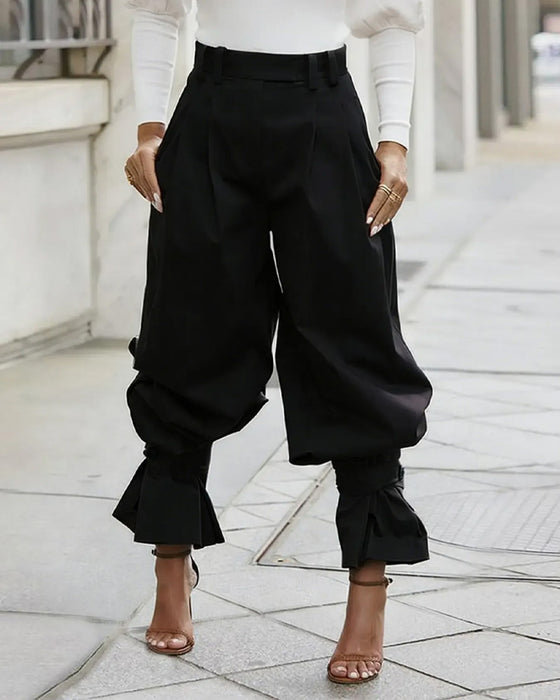 Pantalon Design Poignet Plissé Décontracté