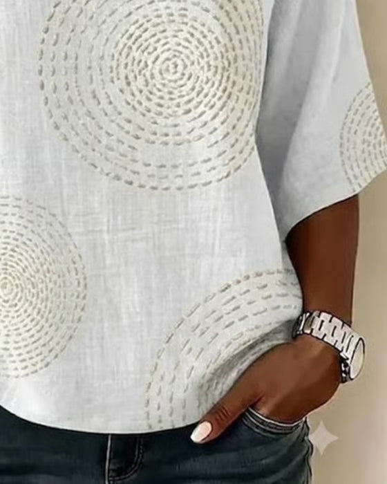 Blouse Imprimé Cercle Concentrique Lâche Manche Courte