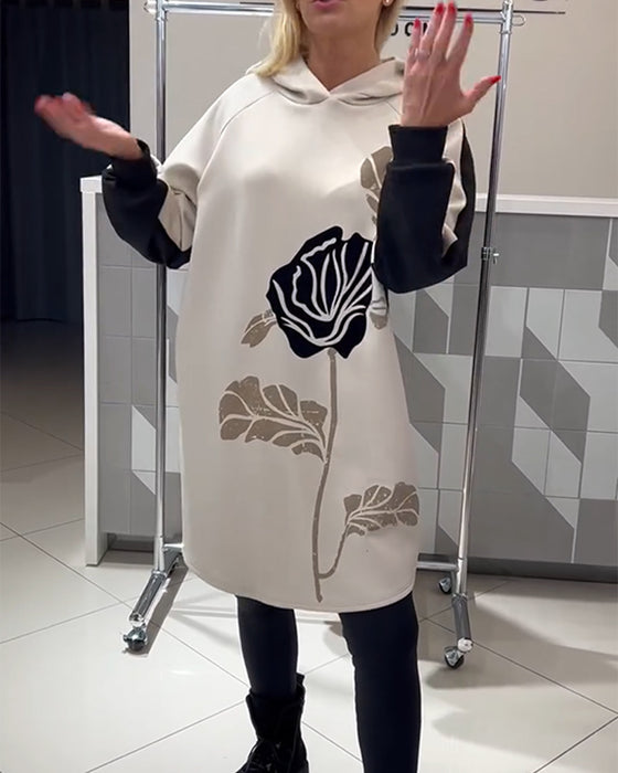 Robe À Capuche Color-Block Imprimé Floral