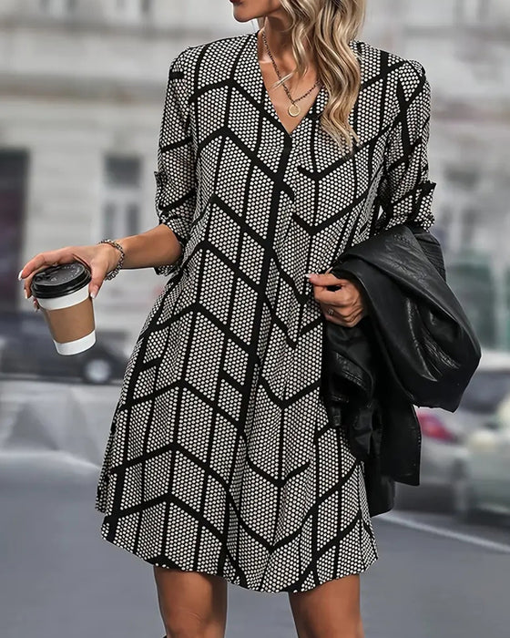 Robe Tendance Col En V À Pois
