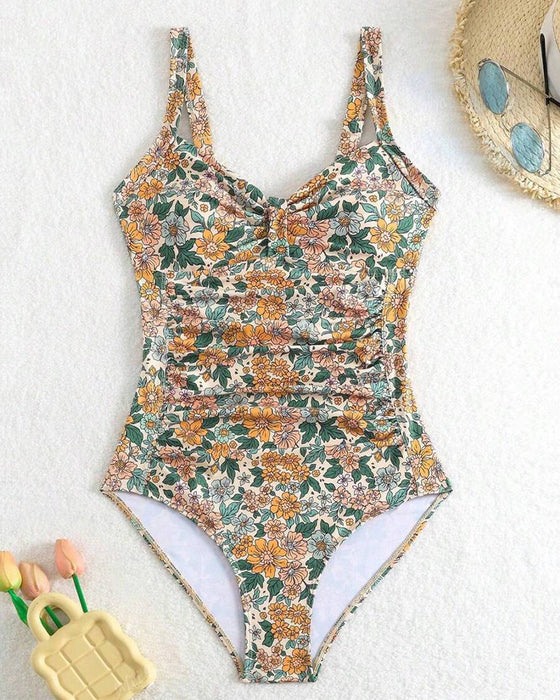 Maillot De Bain Une Pièce Imprimé Floral Triangle