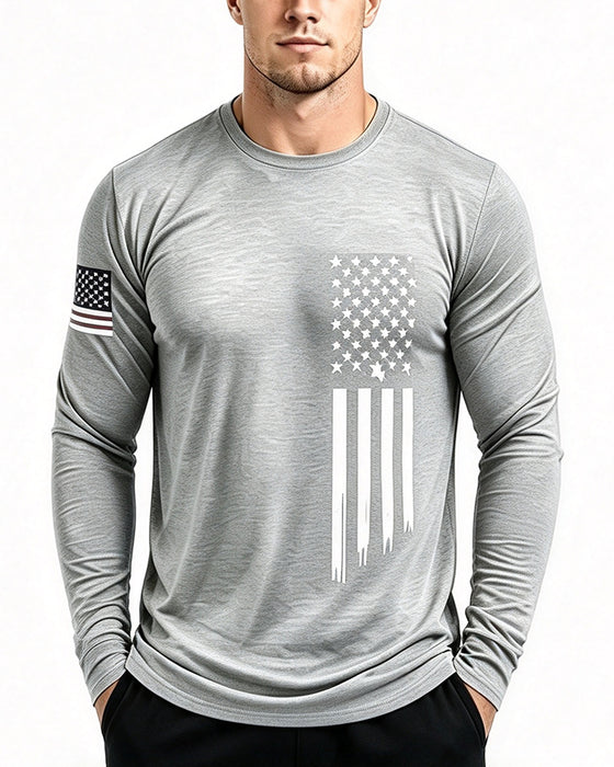 Haut Homme Drapeau National Imprimé Manches Longues