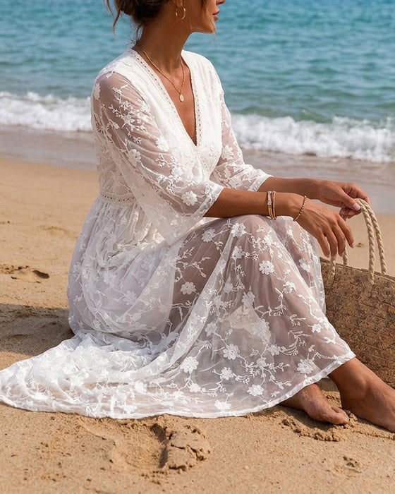 Robe Col V Taille Haute
