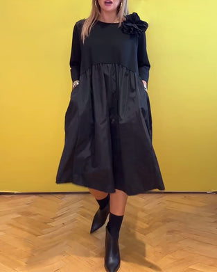 Robe décontractée de couleur unie à col rond