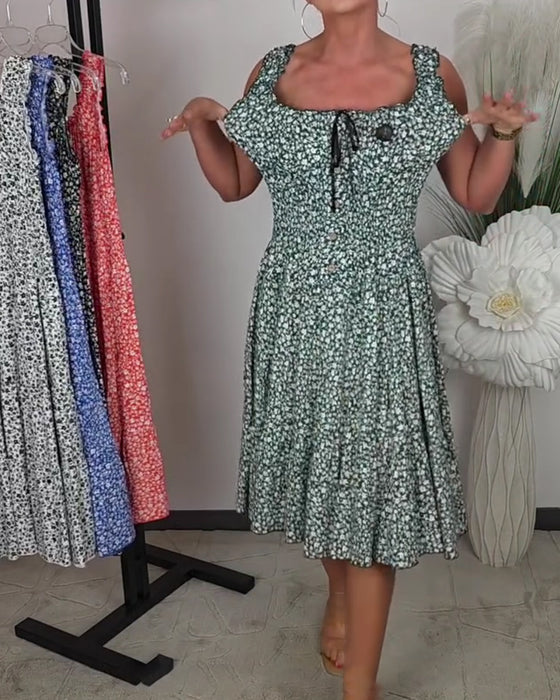 Robe Florale Bretelles Lacet Taille