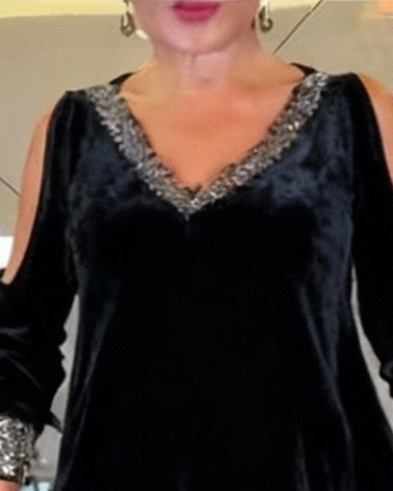 Robe Sexy Bustier Scintillant Col En V