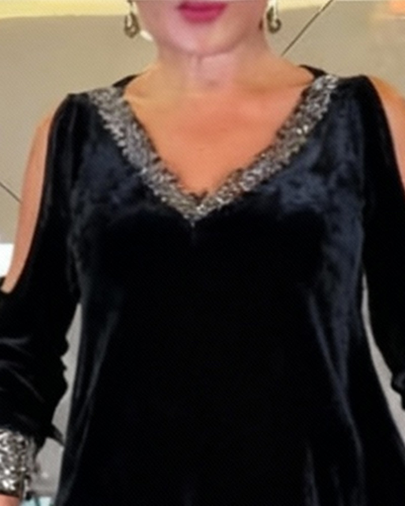 Robe Sexy Bustier Scintillant Col En V