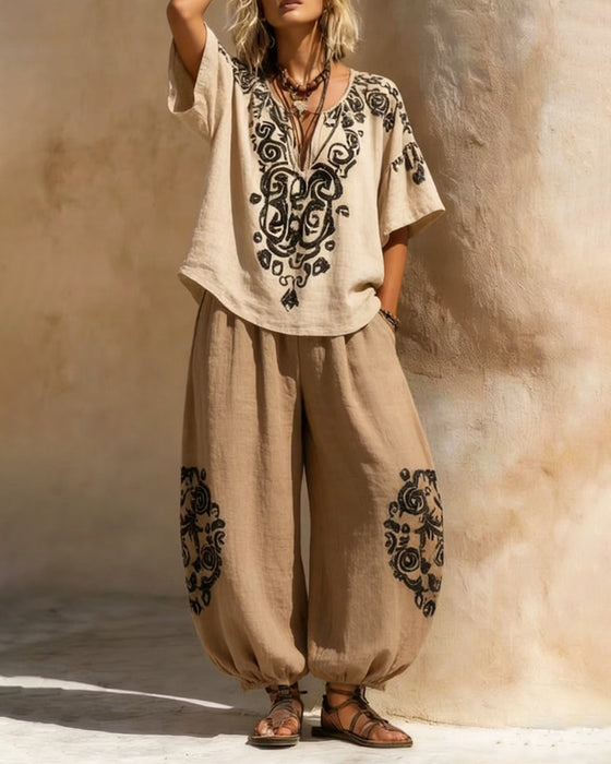 Set Chemise Lâche + Imprimé Jambe Large