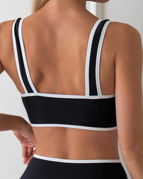 Maillot De Bain Deux Pièces Rayé À Blocs De Couleur Bikini