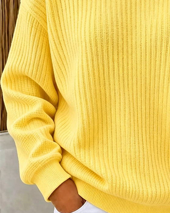Sweatshirt Décontracté Unie Manche Longue
