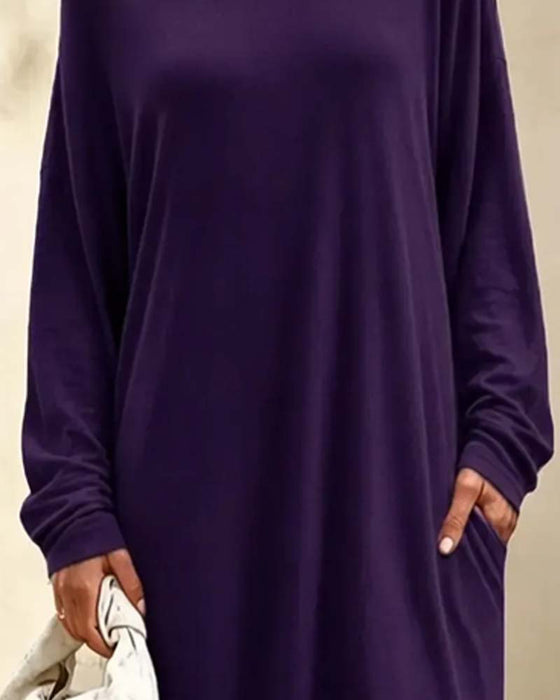 Robe Asymétrique Off-Shoulder Manche Longue Poche Maxi