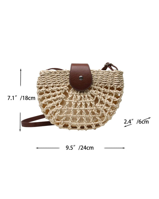 Sac Boho Forme Semi-Circulaire Creux Paille