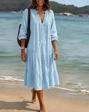 Robe Dentelle Texturée À Volants Longue