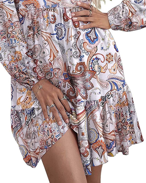 Robe Col V Manche Longue Bohème
