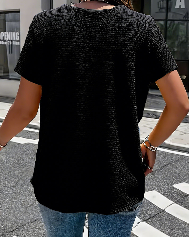 T-Shirt Col Peter Pan Trois Boutons