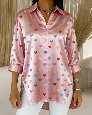 Blouse Trois-Quarts Manche Revers Amour