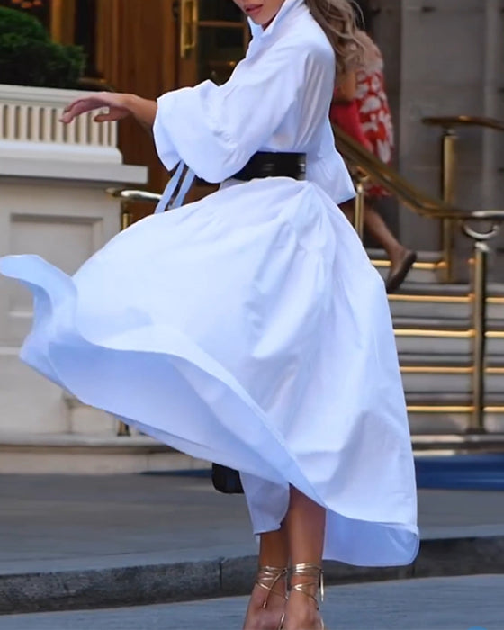 Robe décontractée ample et complète de couleur unie