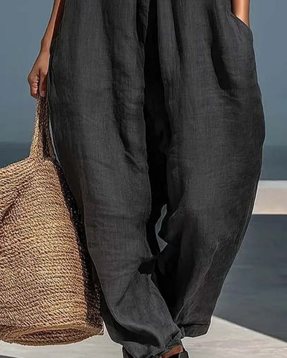 Jumpsuit Halter Col Sans Manches