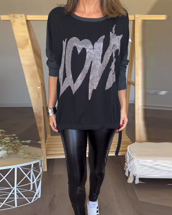 Haut décontracté à manches longues et col rond