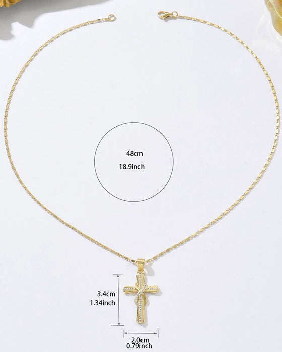 ✝️ Collier Femme avec Pendentif Croix Scintillant – Design Torsadé Élégant Pour Le Quotidien & Les Occasions Spéciales