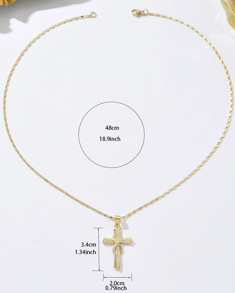 ✝️ Collier Femme avec Pendentif Croix Scintillant – Design Torsadé Élégant Pour Le Quotidien & Les Occasions Spéciales