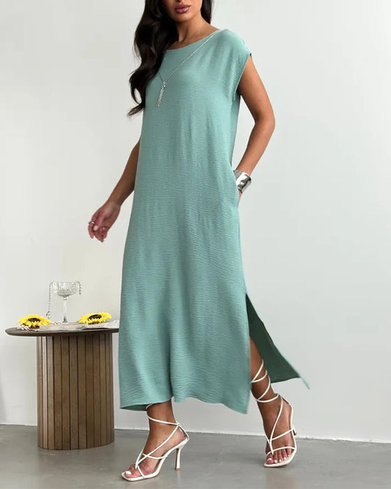 Robe Midi Longueur Fente Lâche