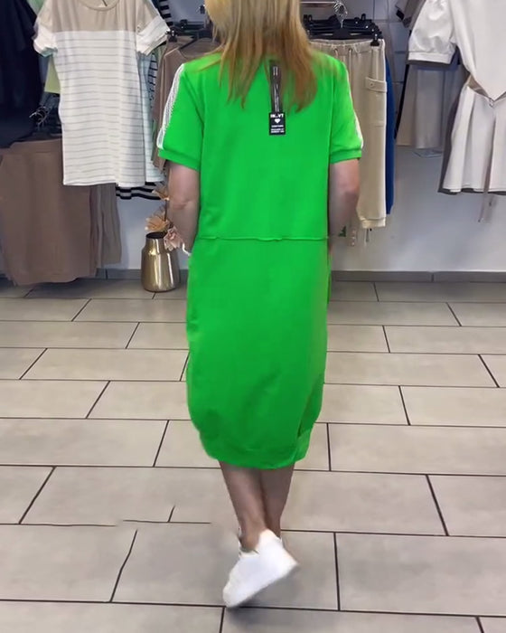 Robe Manches Courtes Imprimée Droite