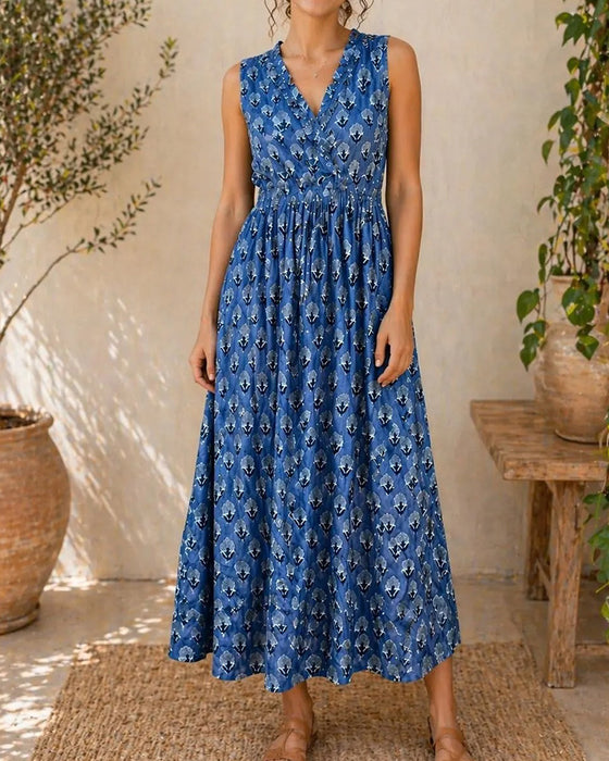 Robe Col V Sans Manches Taille
