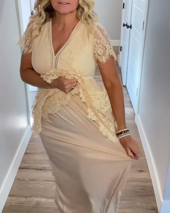Robe Décolleté V Élégante Taille En Dentelle