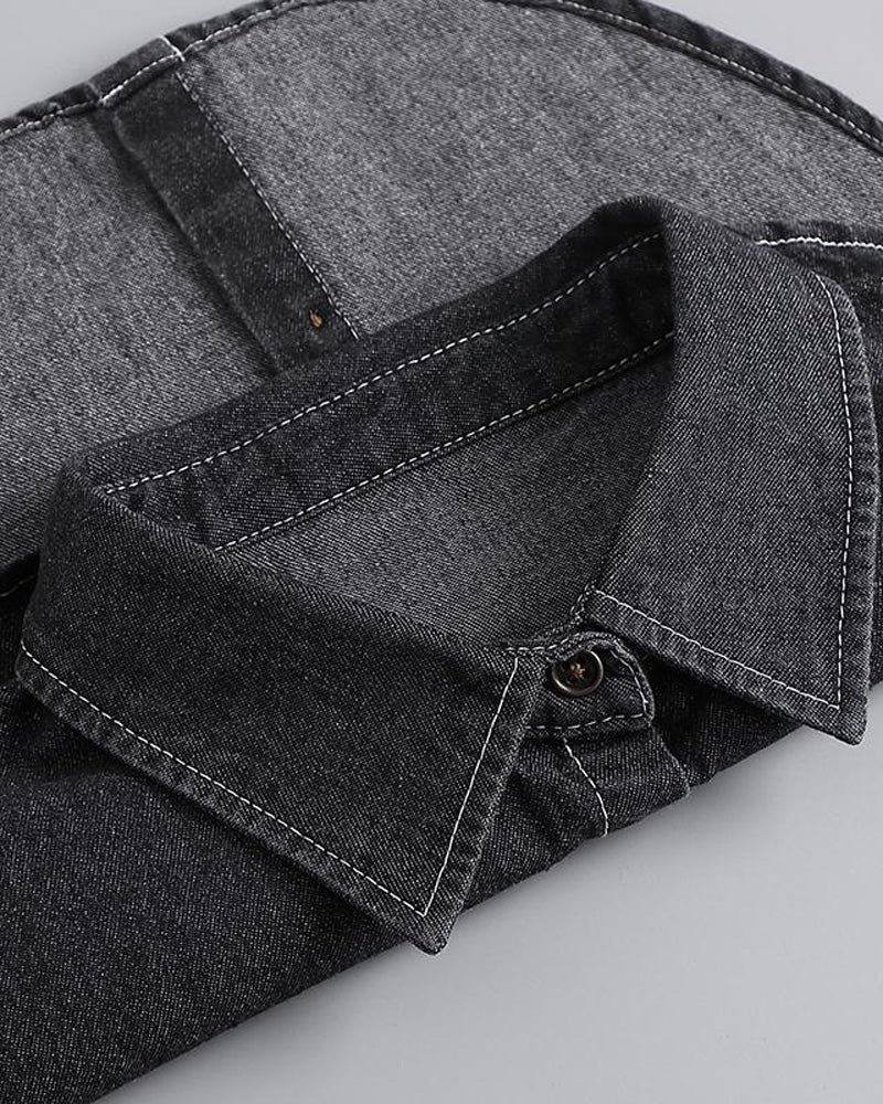 Col Classique Audacieux Denim Faux
