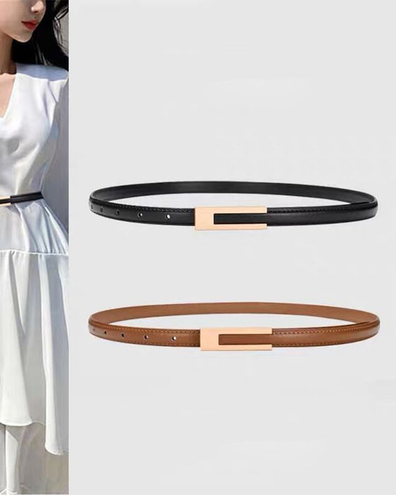 Ceinture fine simple de couleur unie rétro