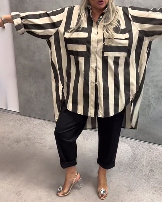 Chemise Manches Longues Ample Rayée