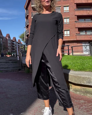 Chemise À La Mode Avec Fente Irrégulière