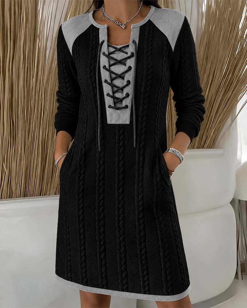 Robe Attacher Mode Bloc De Couleur