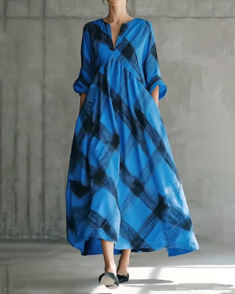 Robe Col V Imprimé Loose