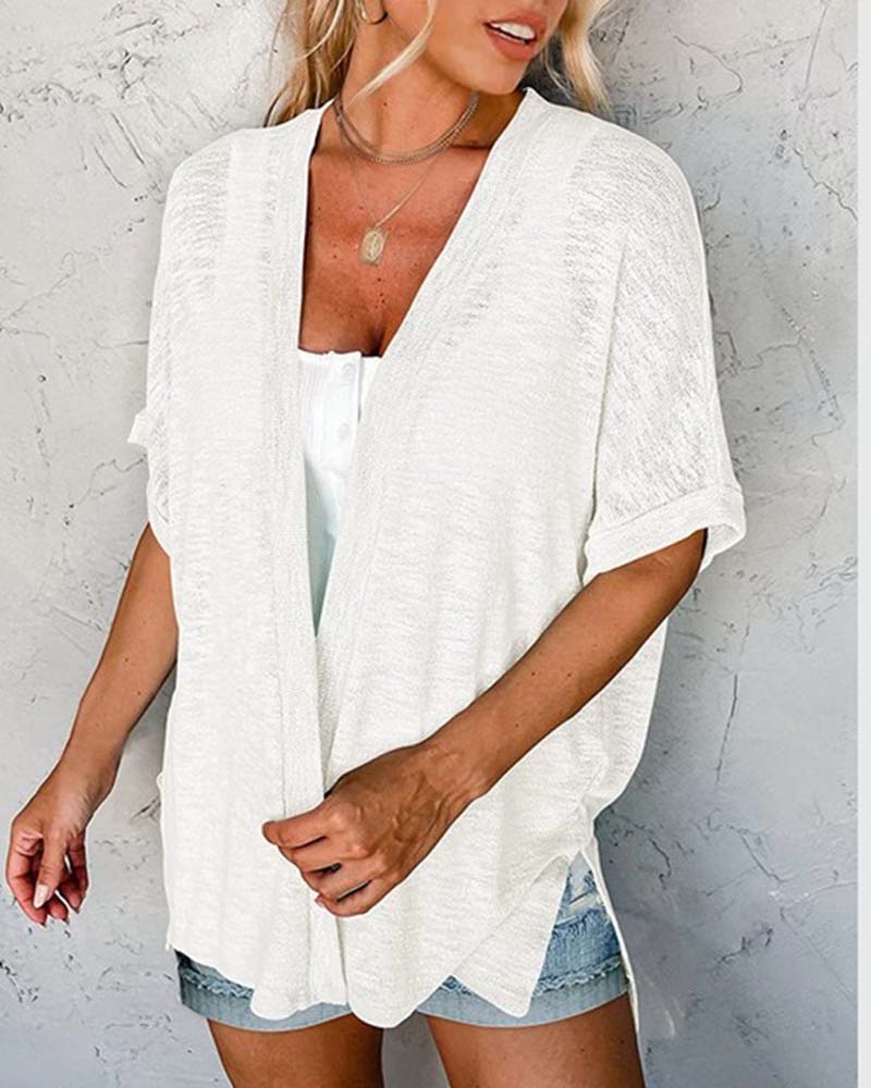 Manteau Manches Courtes Décontracté Unie
