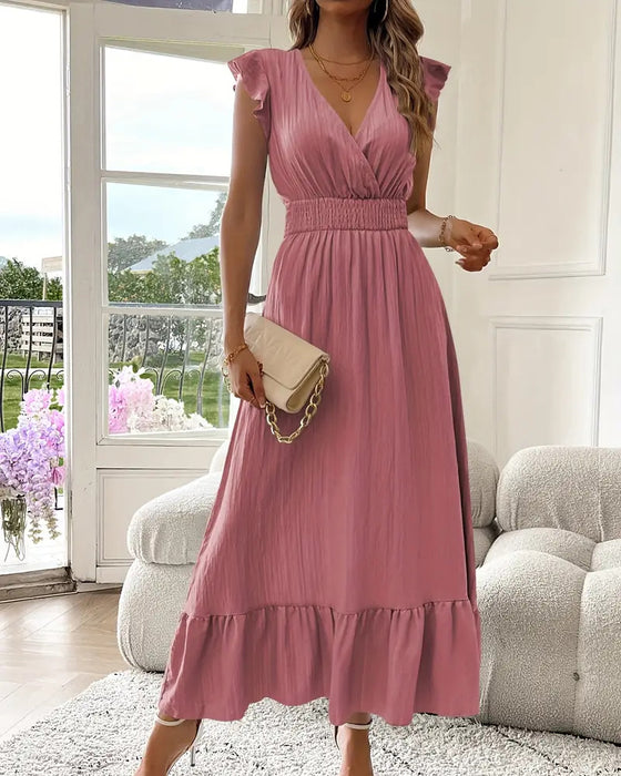 Robe Col Uni Taille Cintrée