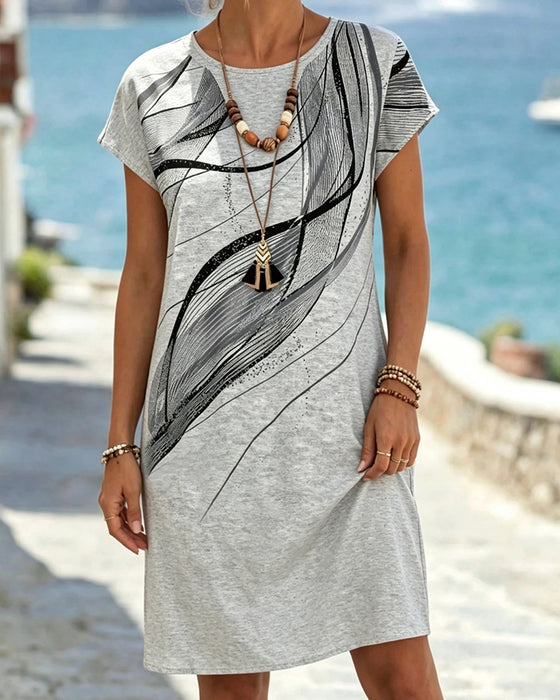 Robe Ligne Encre Décontractée T-Shirt
