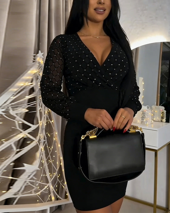 Robe Sexy Profond Décolleté en V Maille Moulante