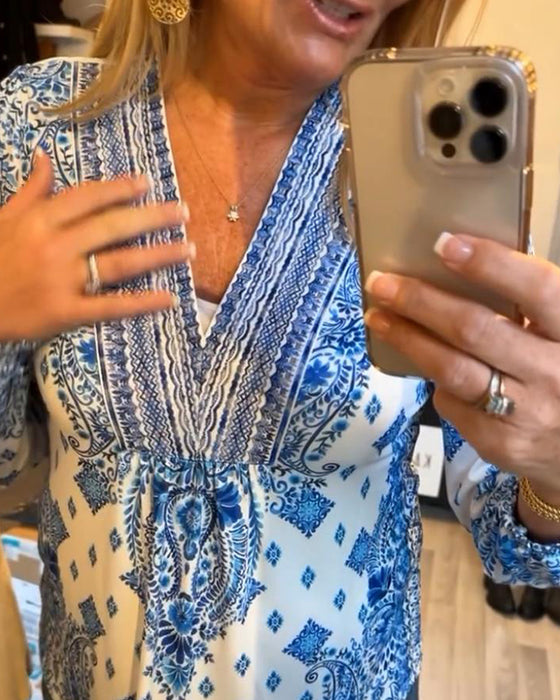 Chemisier imprimé décontracté col V