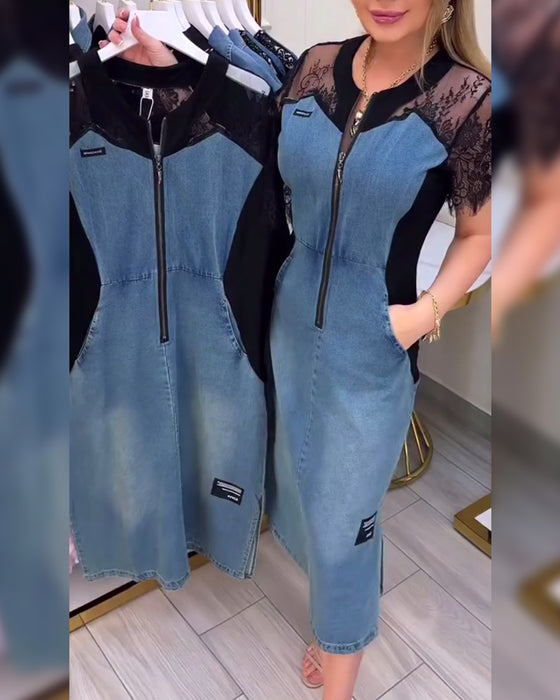 Robe À Manches En Dentelle Et Design Tendance