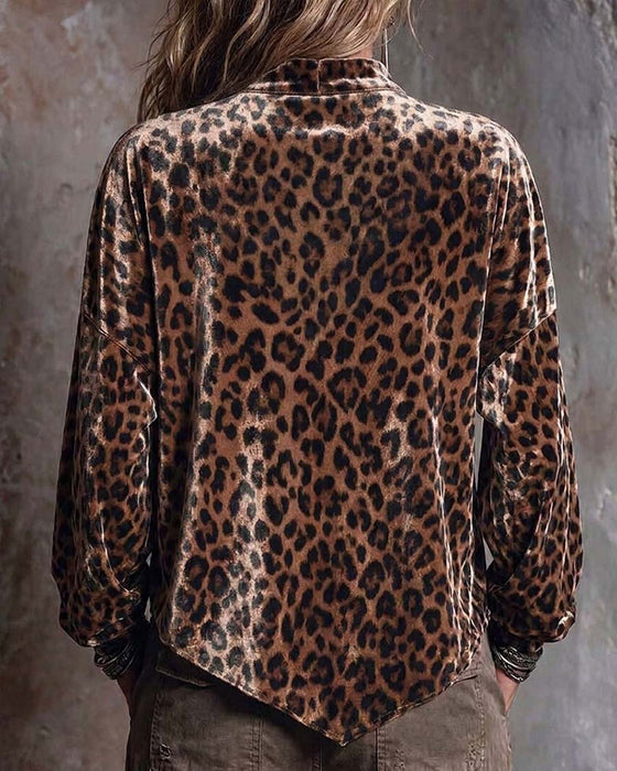 Blouse Col V Léopard Irrégulière