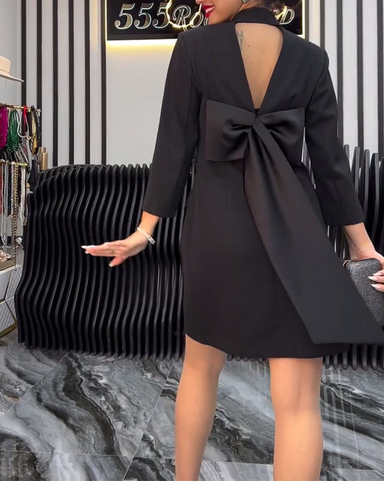 Robe Col Nœud Papillon Costume À Double Boutonnage