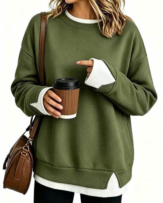 Sweat Faux Superposé Ample Manche Longue