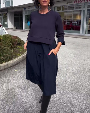 Robe Col Rond Patchwork Tendance