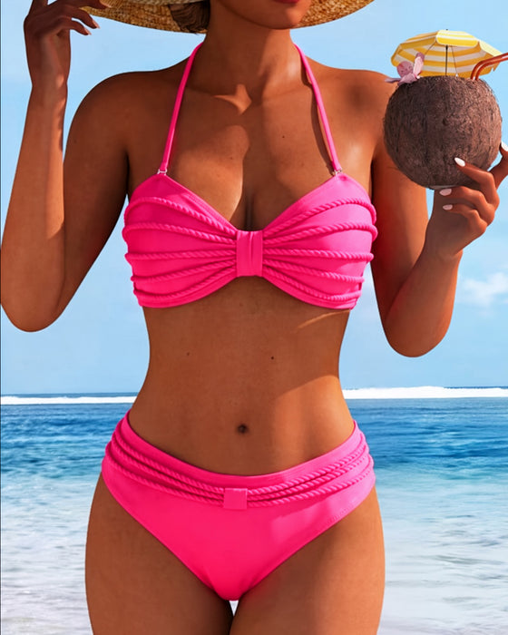 Bikini Unicolore Nuque Nouée