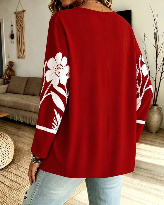 Haut Col V Imprimé Floral