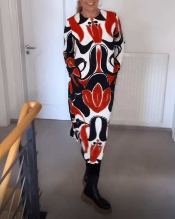 Robe imprimée à col rond